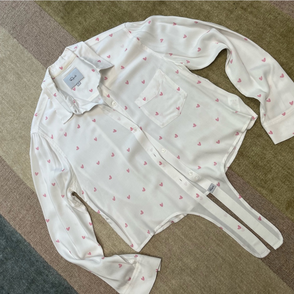 Rails Pink Heart Tie-Front Top